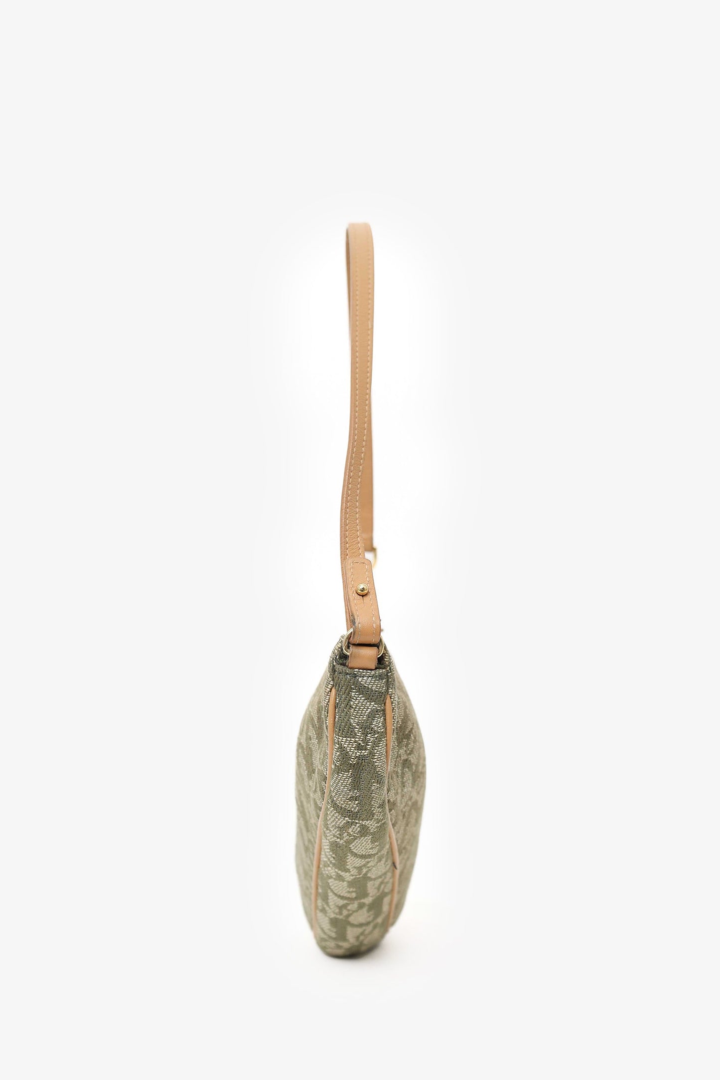 Christian Dior 2001 Green Oblique Canvas Mini Saddle Pochette