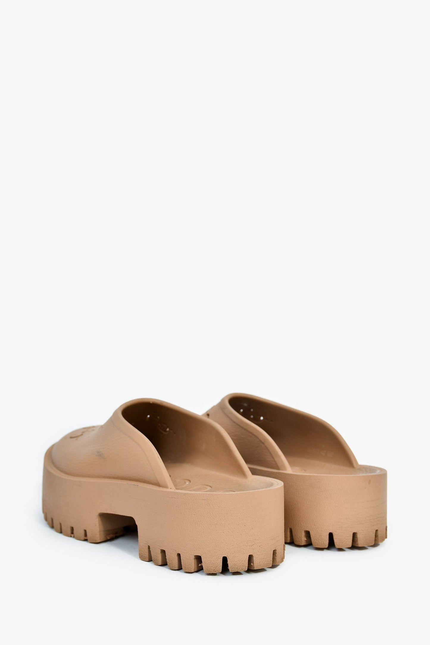 Gucci Nude Rubber Platform Clogs Size 40