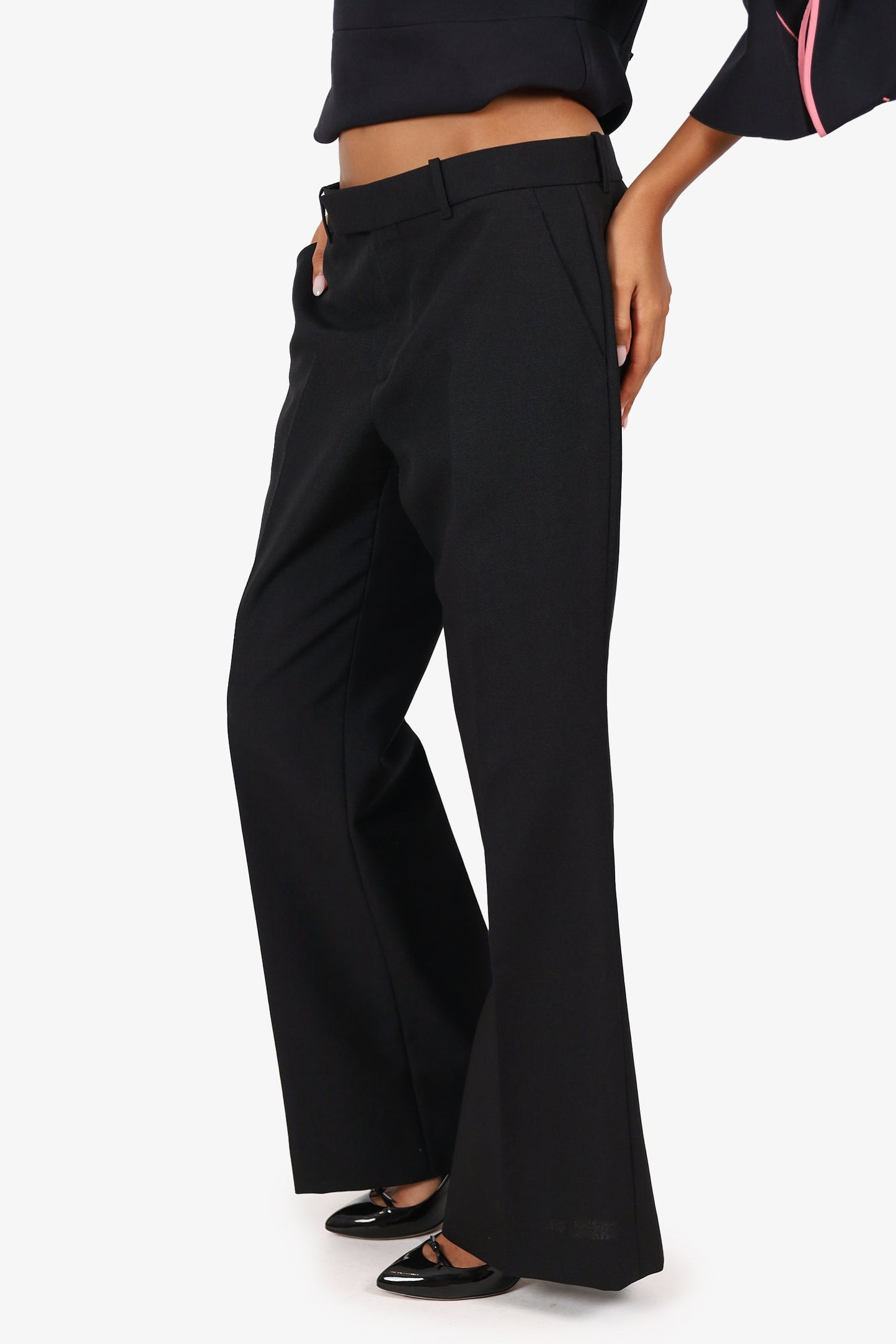 Gucci Black Wool Mohair Straight Legs Trousers Size 42