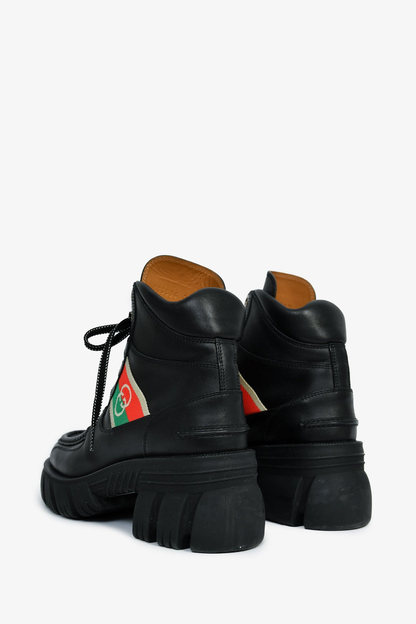 Gucci Black Leather Lace-Up Combat Boots Size 39