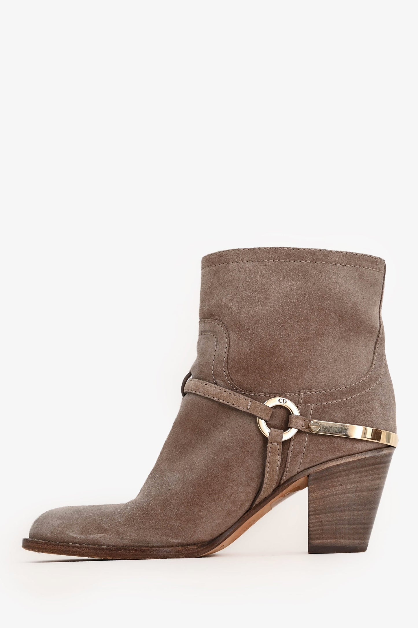 Christian Dior Grey Ombre Suede CD Buckled Heeled Ankle Boots Size 36.5