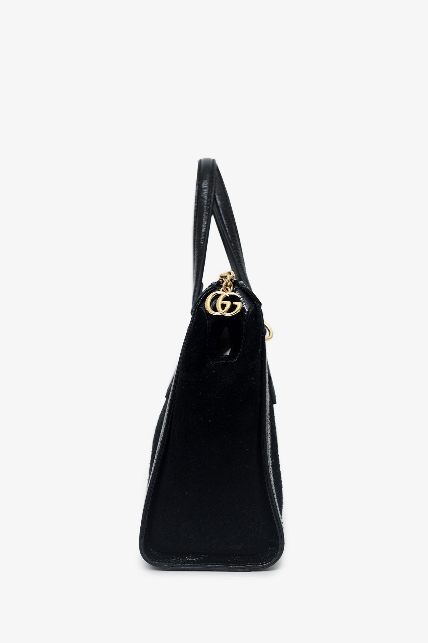 Gucci Black Suede/Patent Web Ophidia Small Tote Bag