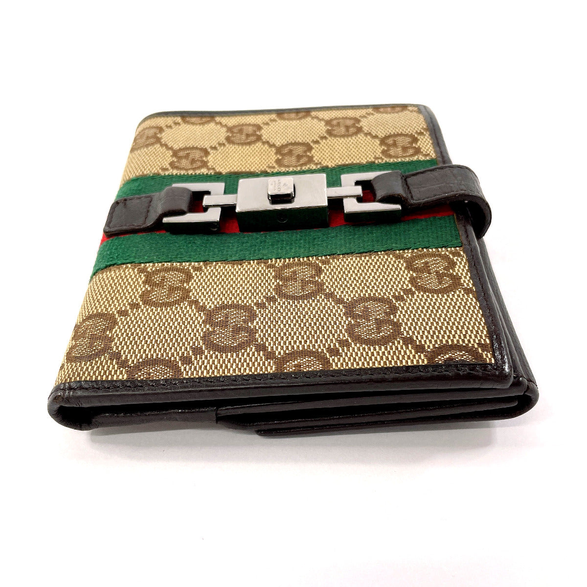 GUCCI Bifold Wallet 05474 GG canvas Brown Sherry line Jackie unisex Used