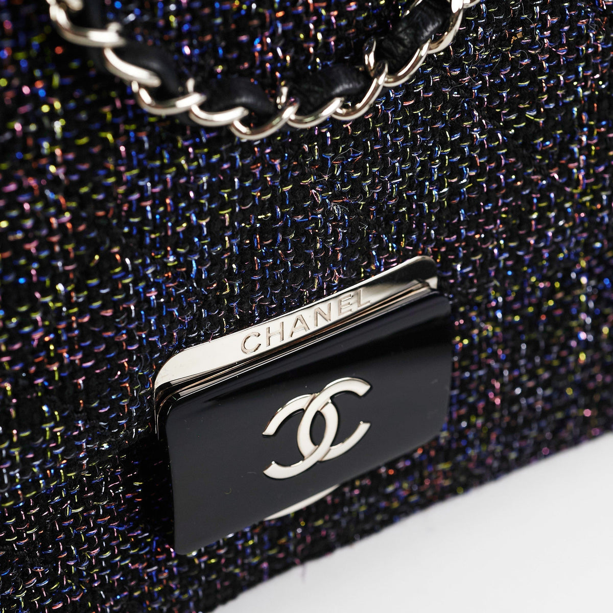Chanel Seasonal Tweed Black Flap Bag
