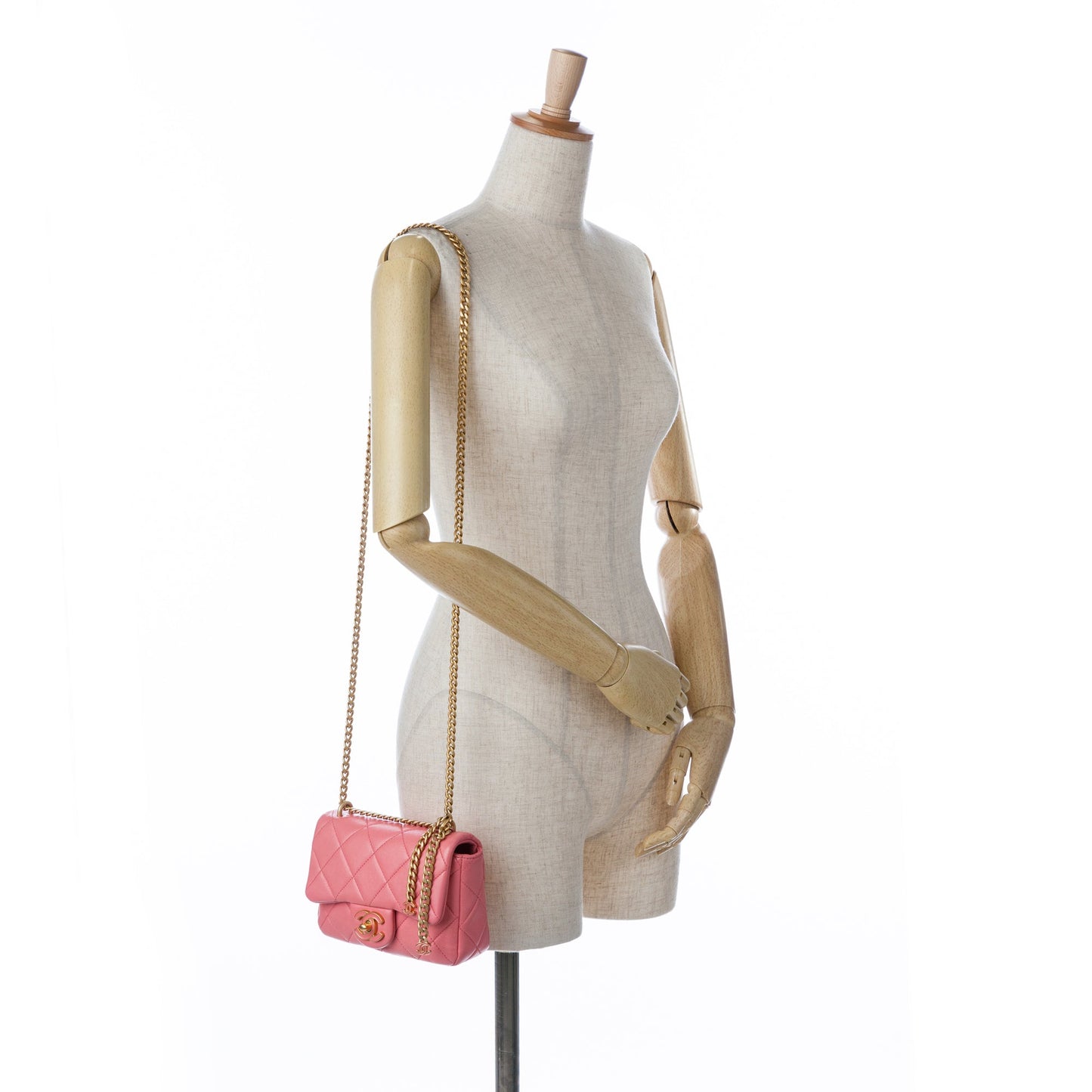 Pink Chanel Mini Lambskin Pending CC Flap Crossbody Bag