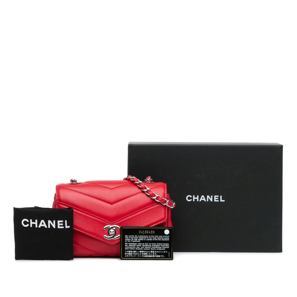Red Chanel Mini Caviar Chevron Data Center Envelope Flap Bag