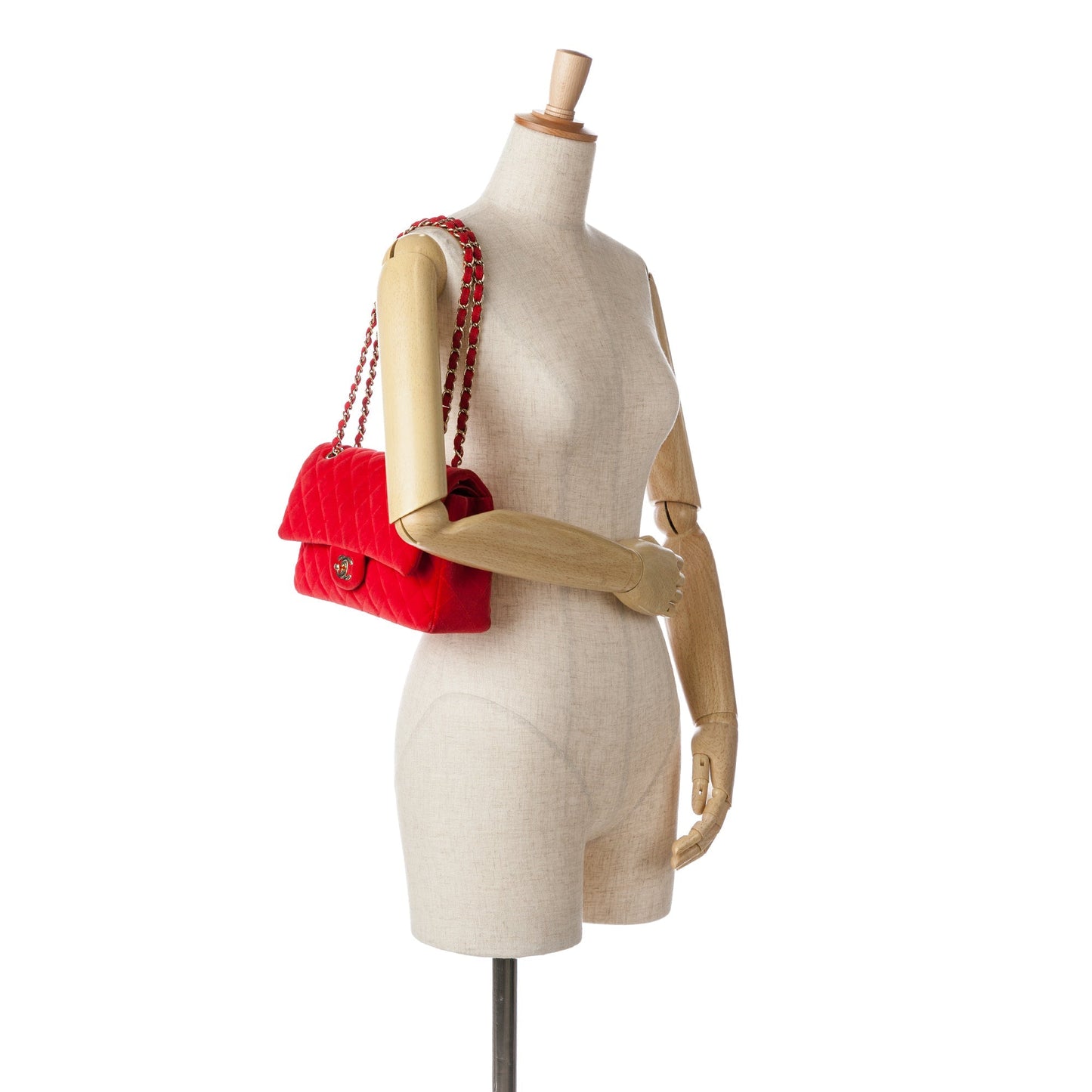 Red Chanel Medium Classic Velvet Double Flap Shoulder Bag