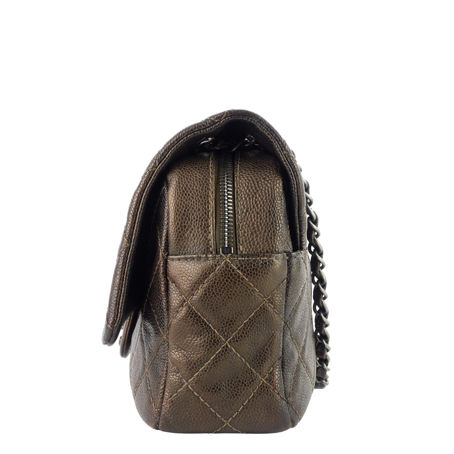 CHANEL Easy Flap Jumbo Caviar Leather Shoulder Bag