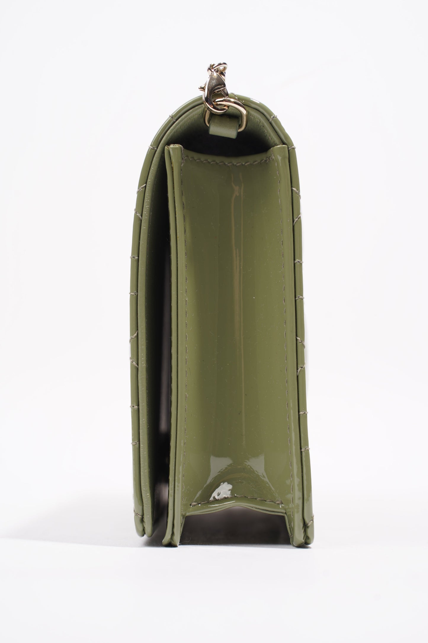 Christian Dior Lady Dior Pouch Olive Green Patent Leather