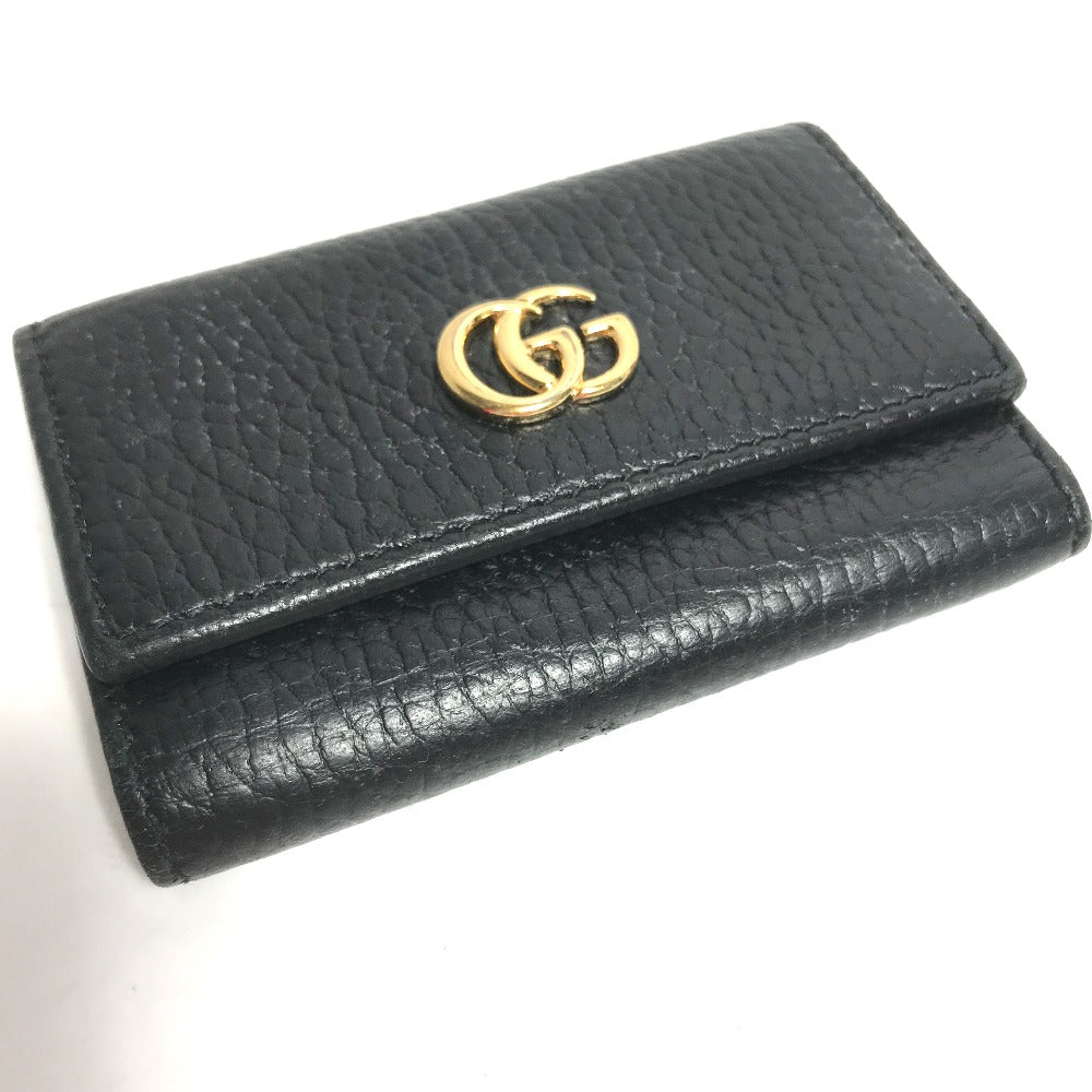 GUCCI Key case Key holder 456118 leather black GG Marmont six hooks Women Used