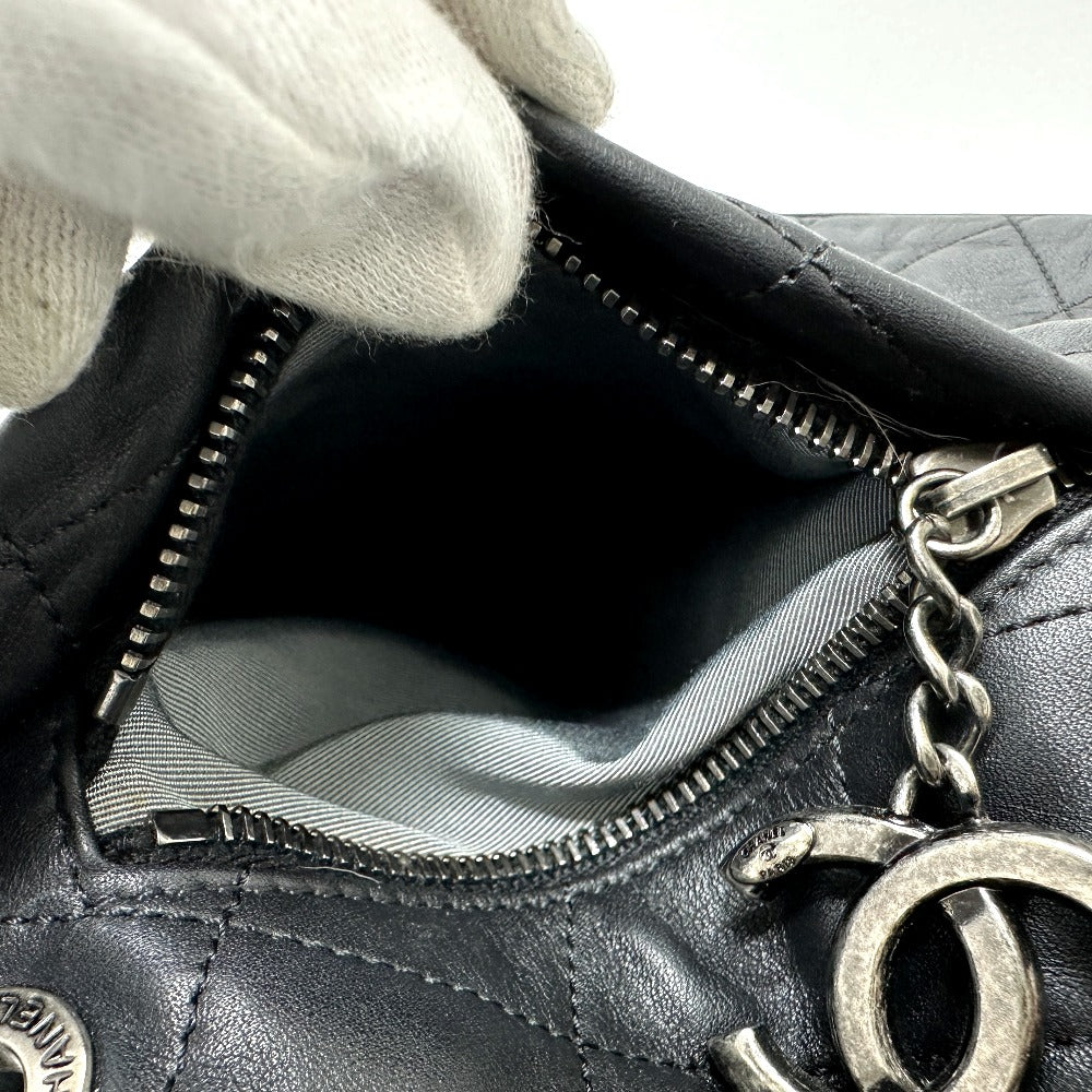 CHANEL Shoulder Bag leather black COCO Mark Matrasse Women Used