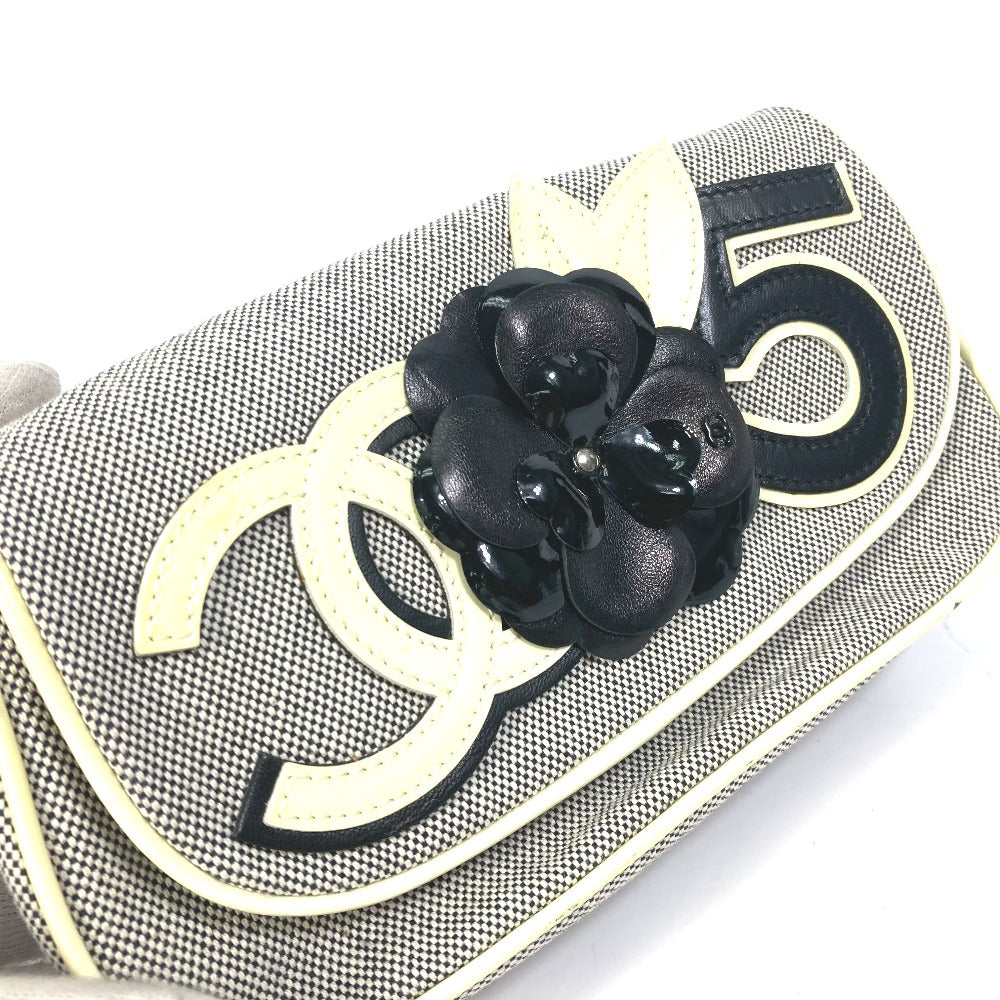 CHANEL Shoulder Bag canvas Gray type No.5 CC Camellia COCO Mark Chain