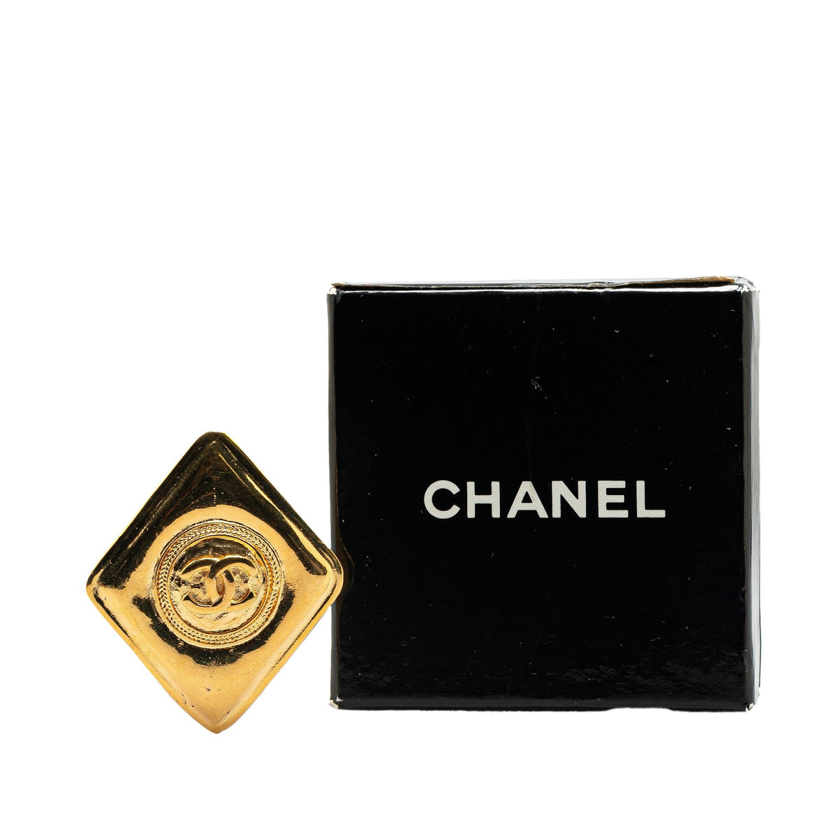Gold Chanel Gold Plated CC Diamond Brooch