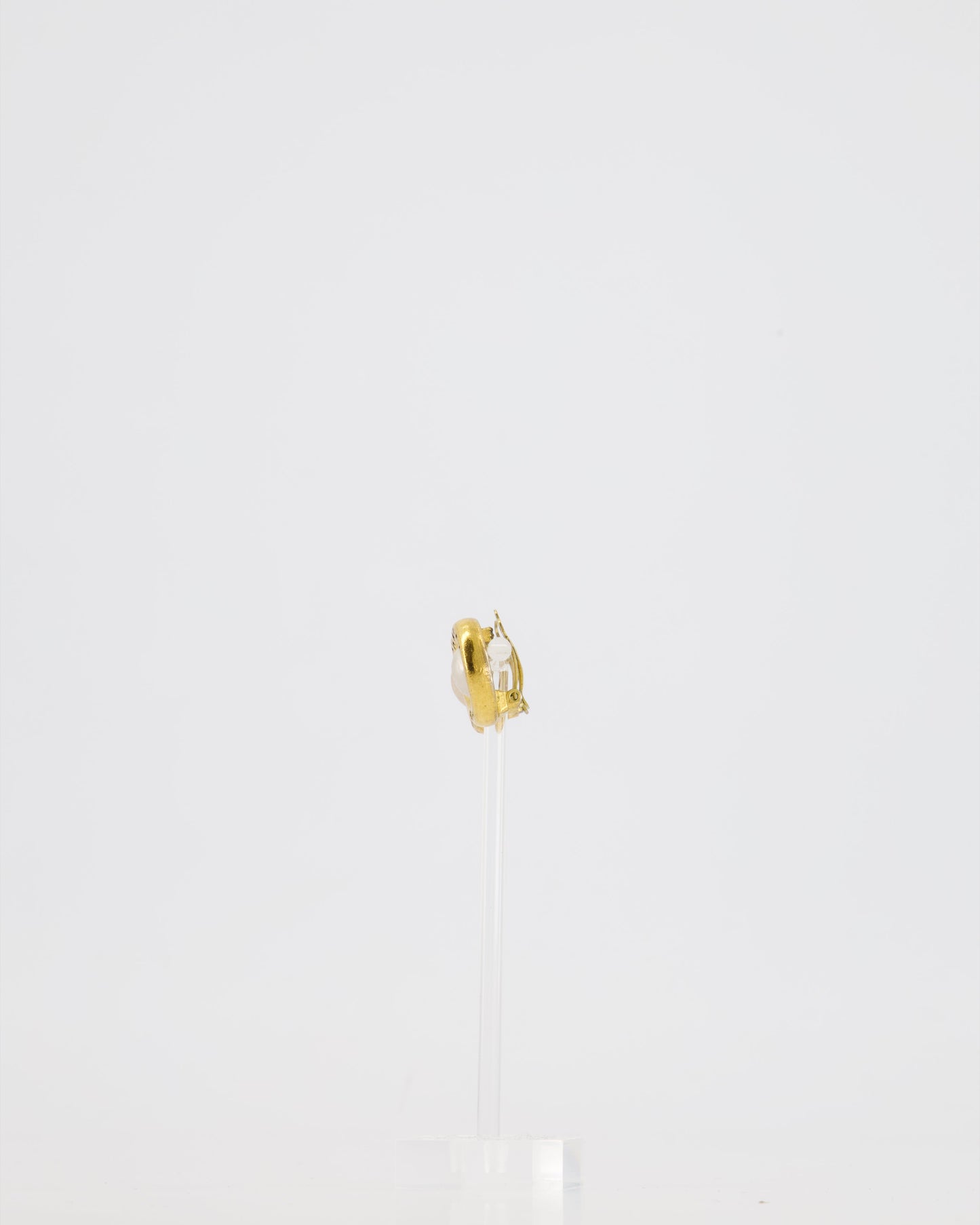 Chanel 95A Vintage Gold Clip-On Earrings with Pearls and Logo Details