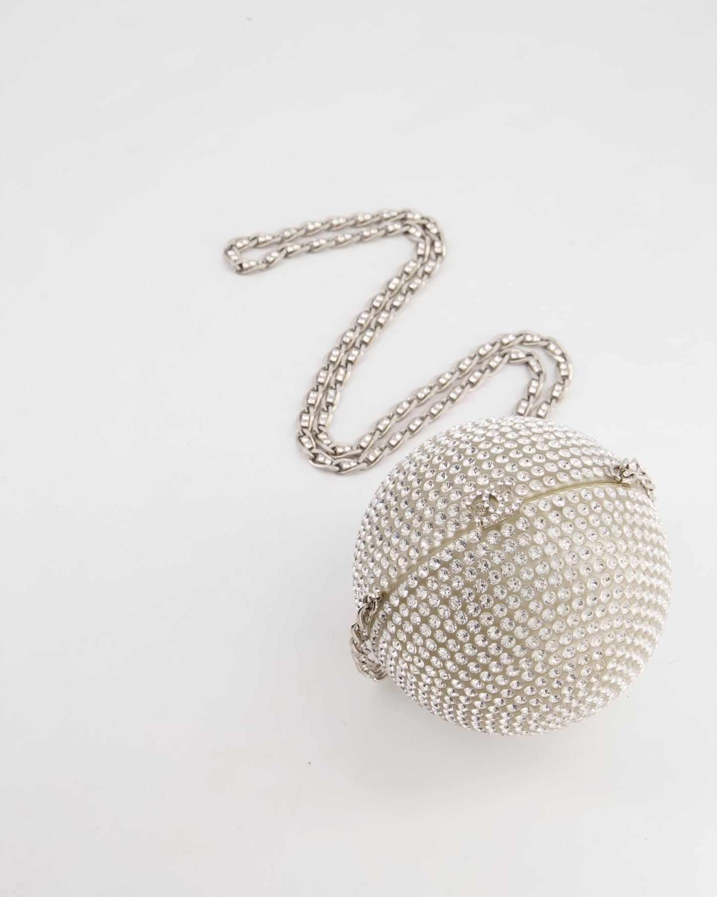 *RARE* Chanel 2008 Crystal Ball Bag with Silver Hardware and Woven Chain Strap