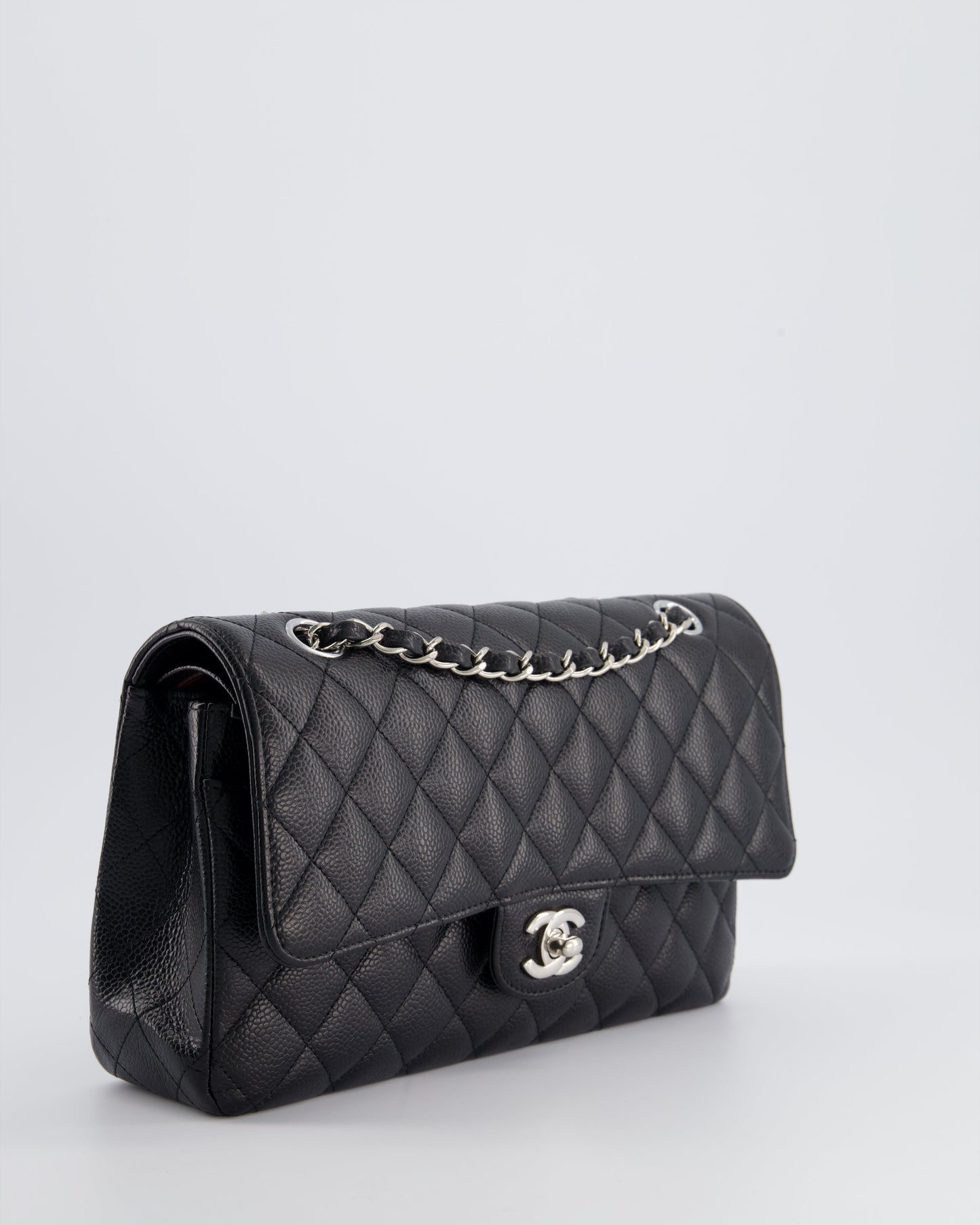 *HOT* Chanel Medium Black Classic Double Flap Bag in Caviar Leather with Silver Hardware
