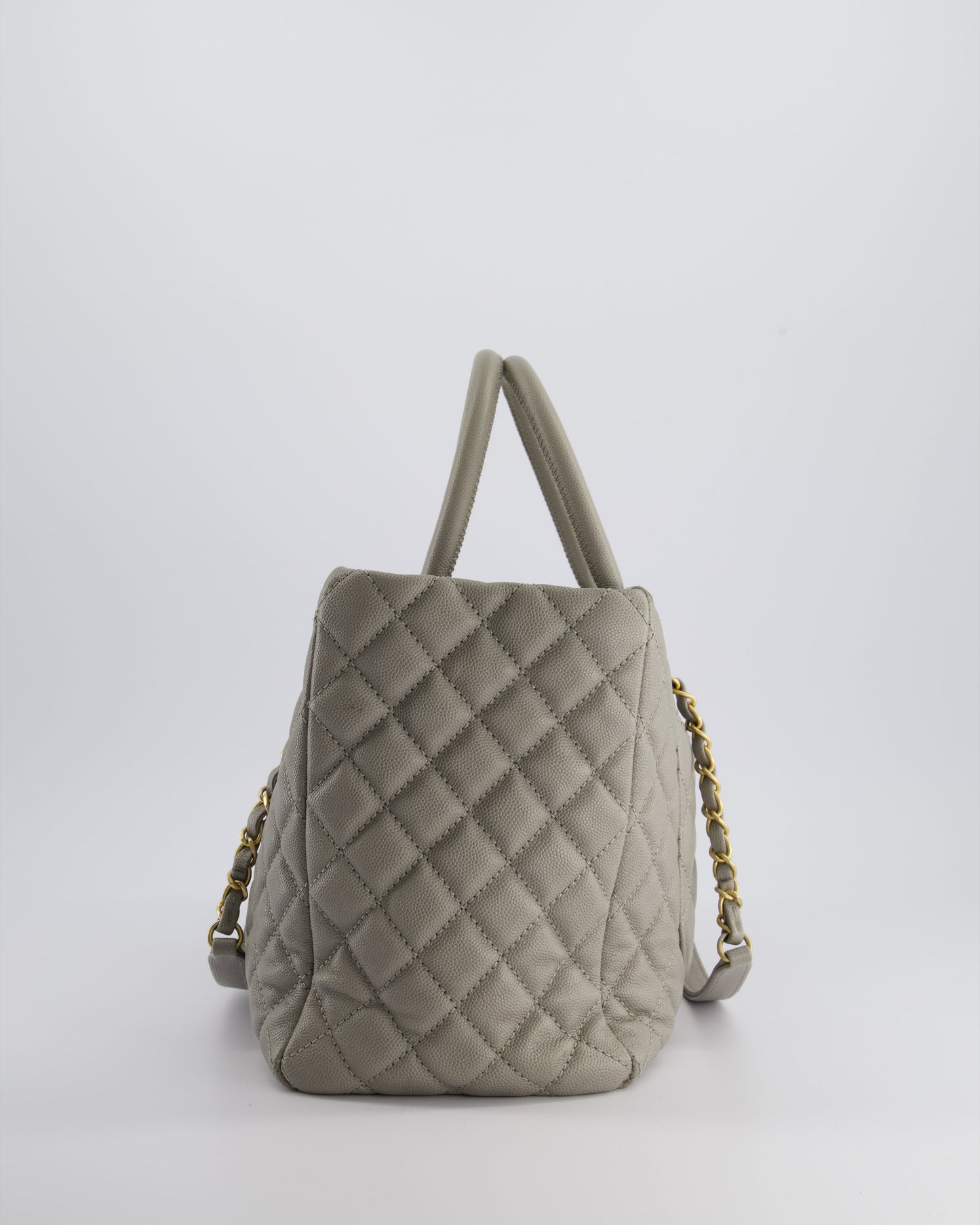 Chanel Dove Grey Tote Bag in Caviar Leather with Brushed Gold Hardware