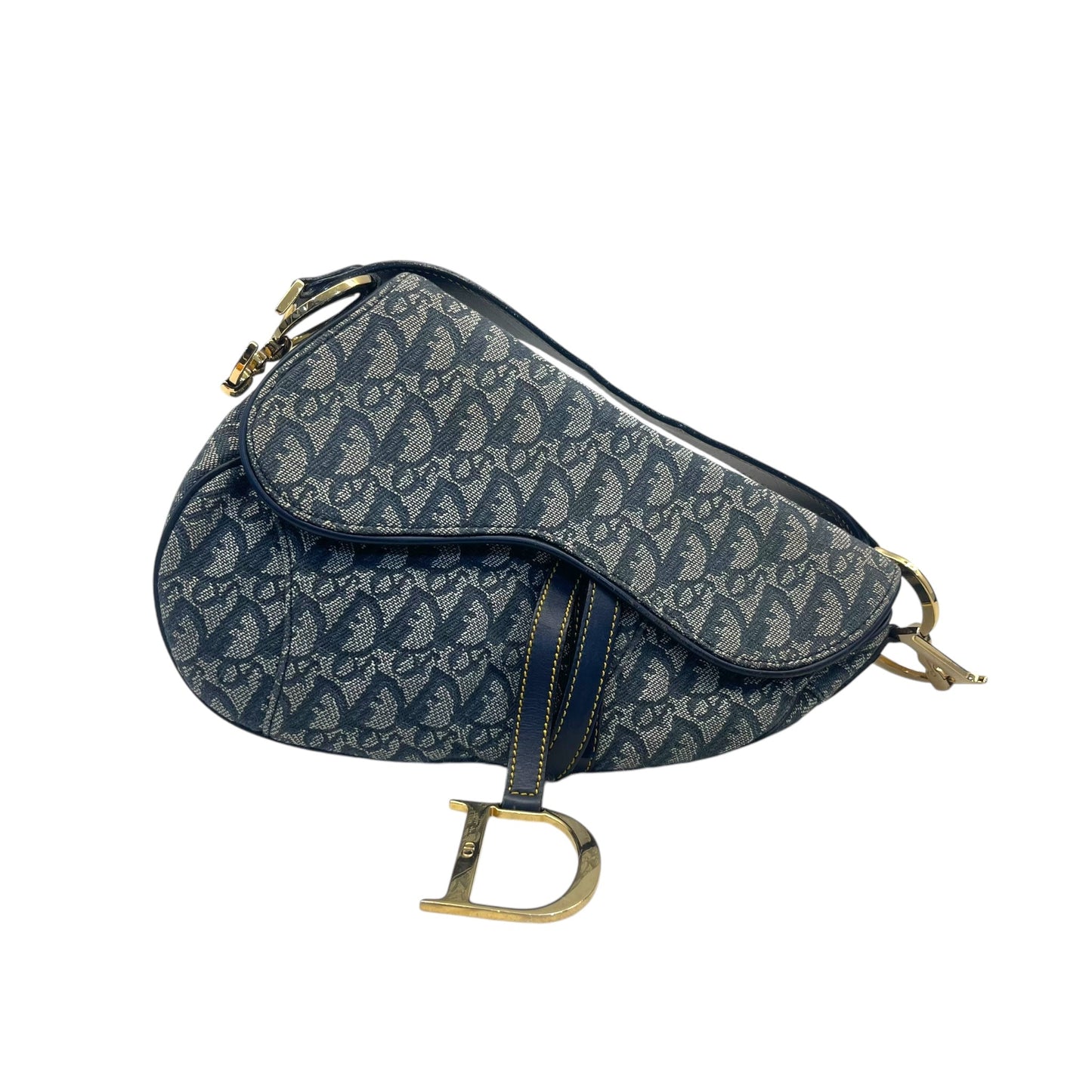 Christian Dior Blue Saddle Bag Oblique Jacquard Bag