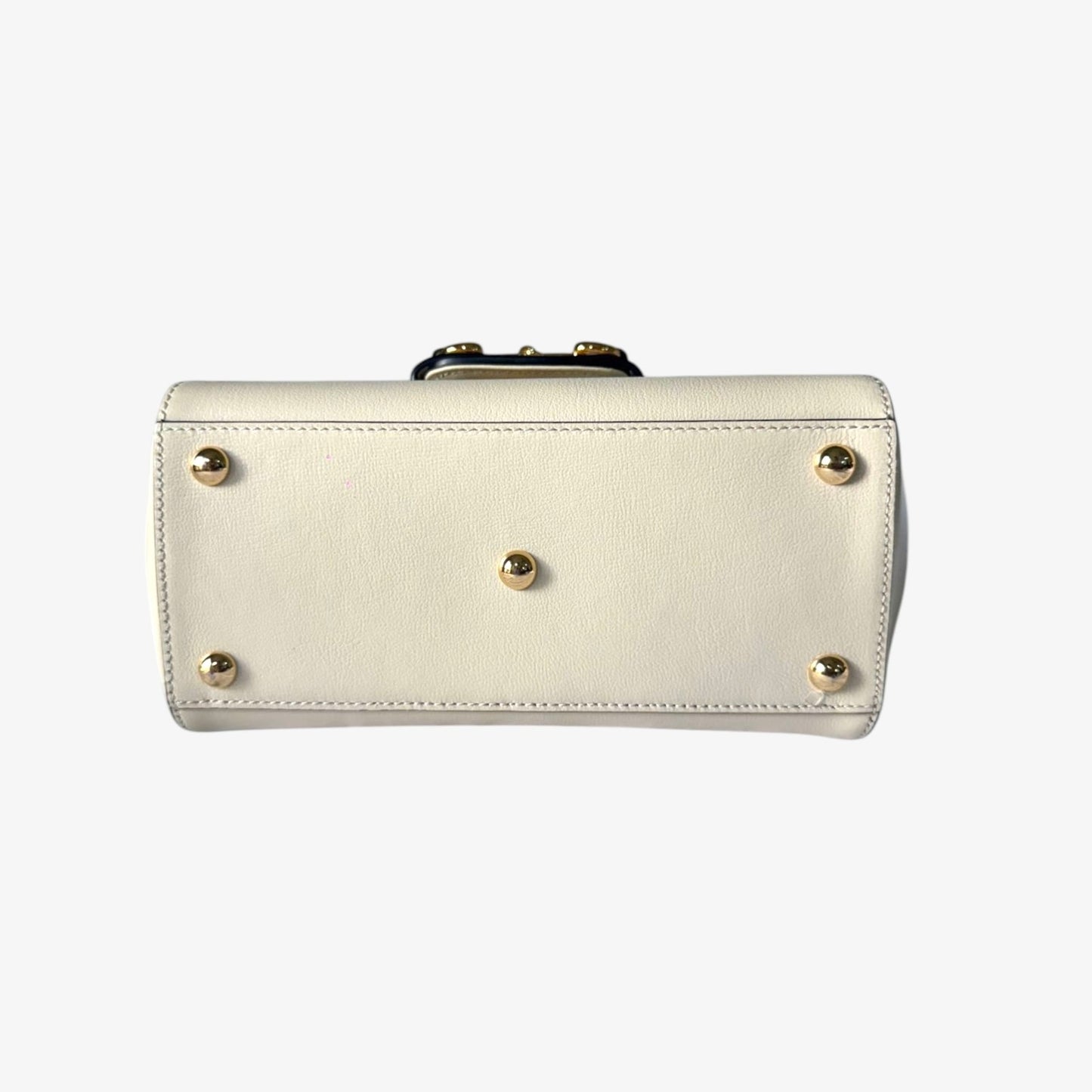 Gucci Horsebit 1955 Mini Top Handle Bag in White Leather