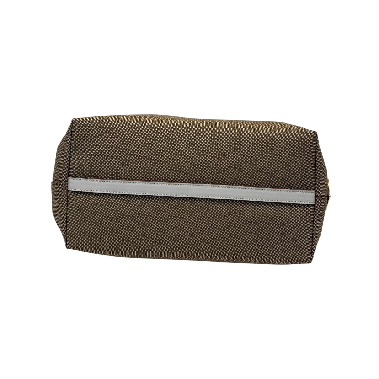 Prada Beige Leather Logo Embossed Zip Tote