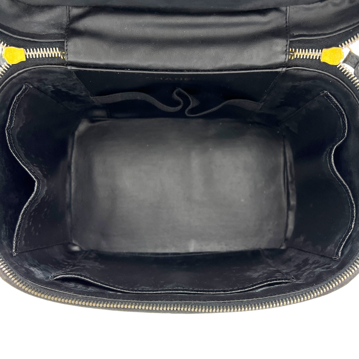 Vanity Top Handle Bag Black in Caviar Leather , Gold Hardware