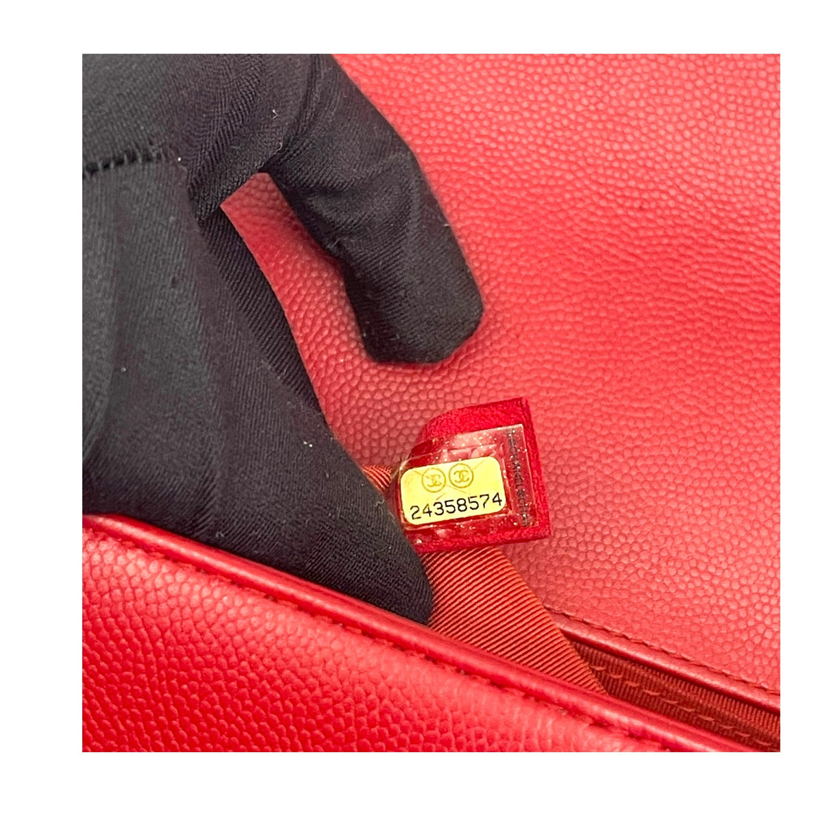 CHANEL Red Medium Lambskin Boy Flap Bag