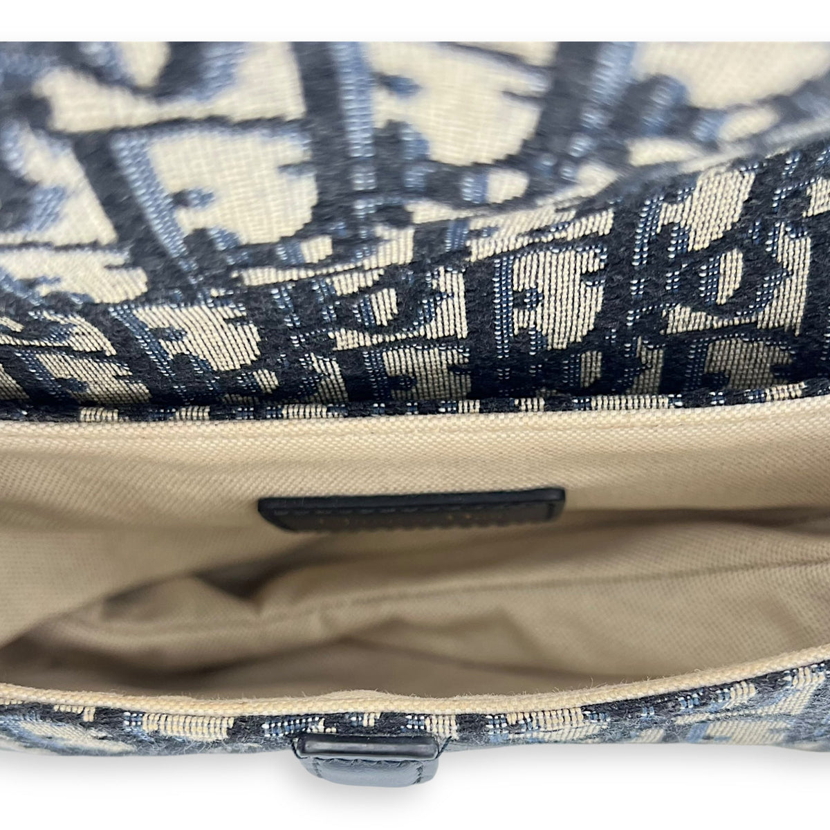 Saddle Mini Blue Top Handle Bag in Jacquard, Gold hardware