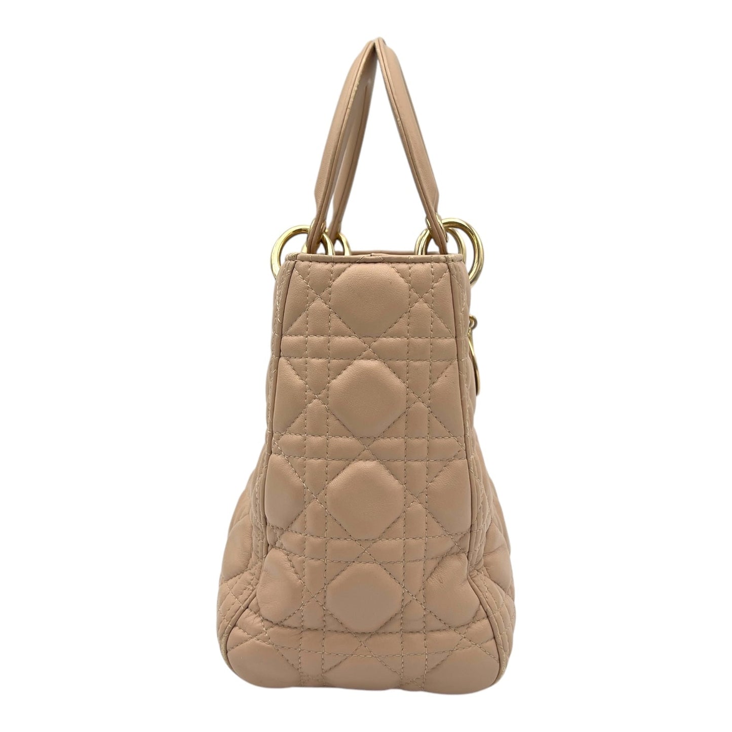 Lady Dior Top Handle Bag Beige in Lambskin, Gold hardware