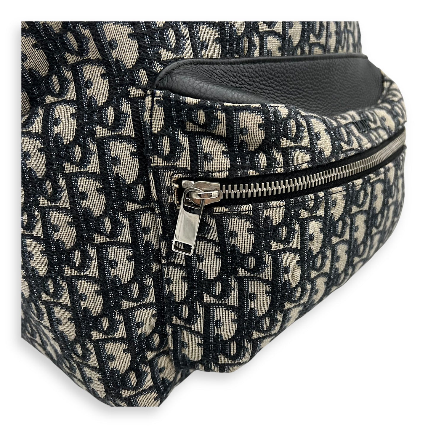 Oblique Backpack Blue in Canvas, Silver hardware