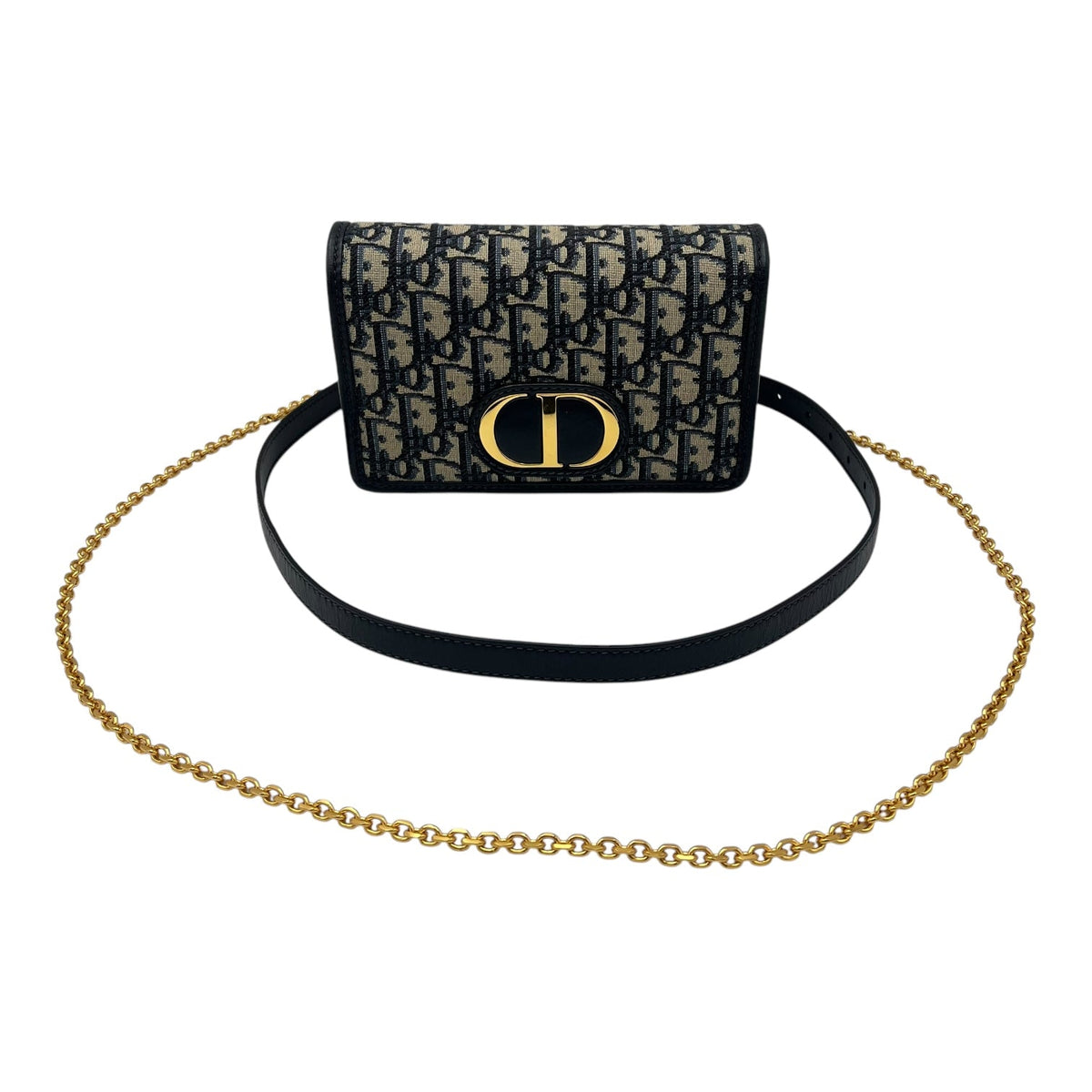 30 Montaigne Blue 2 in 1 Chain Pouch in Jacquard, Gold hardware