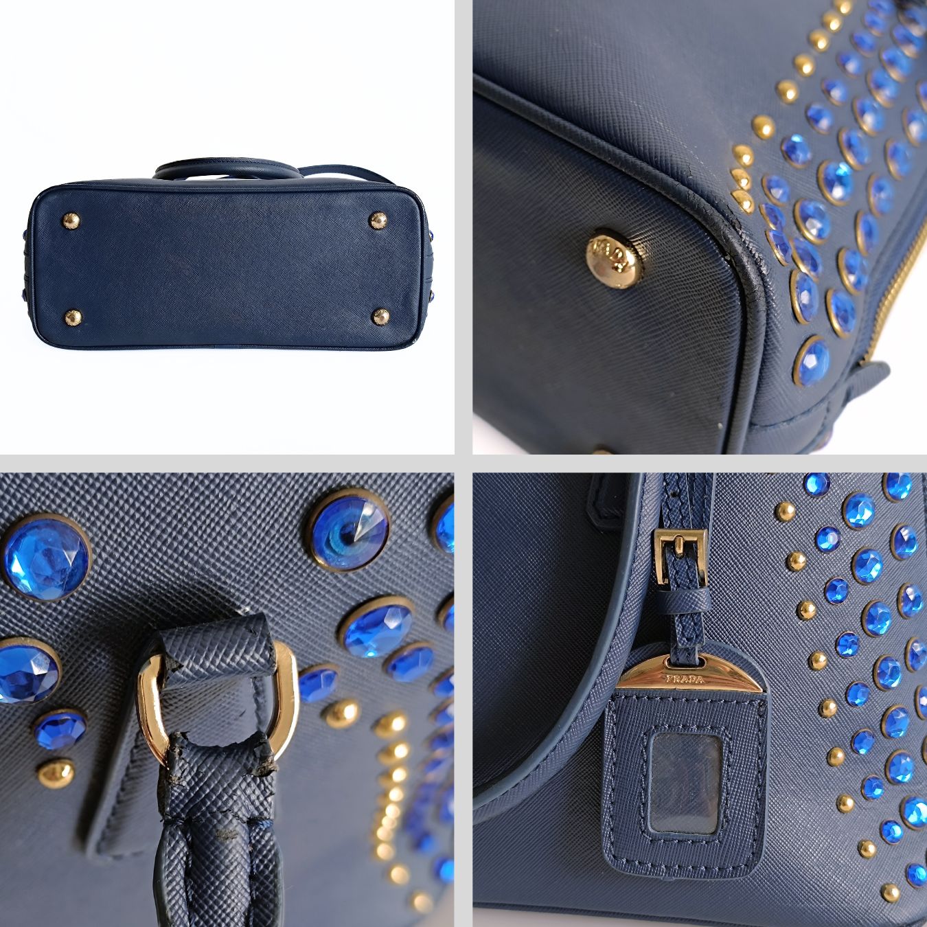 PRADA Bijoux shoulder bag in blue Saffiano leather