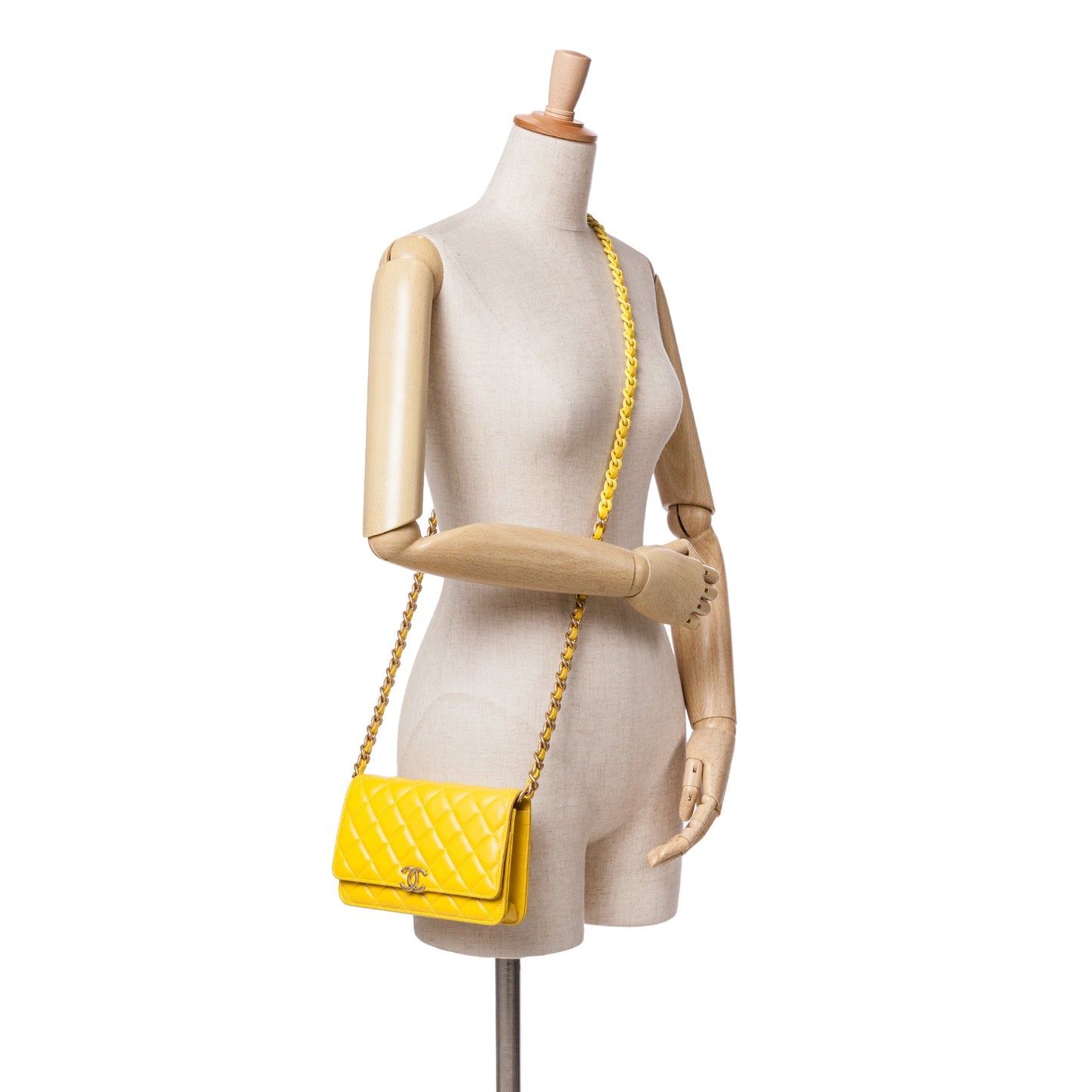 Yellow Chanel Quilted Lambskin Candy Chain Wallet on Chain Crossbody Bag