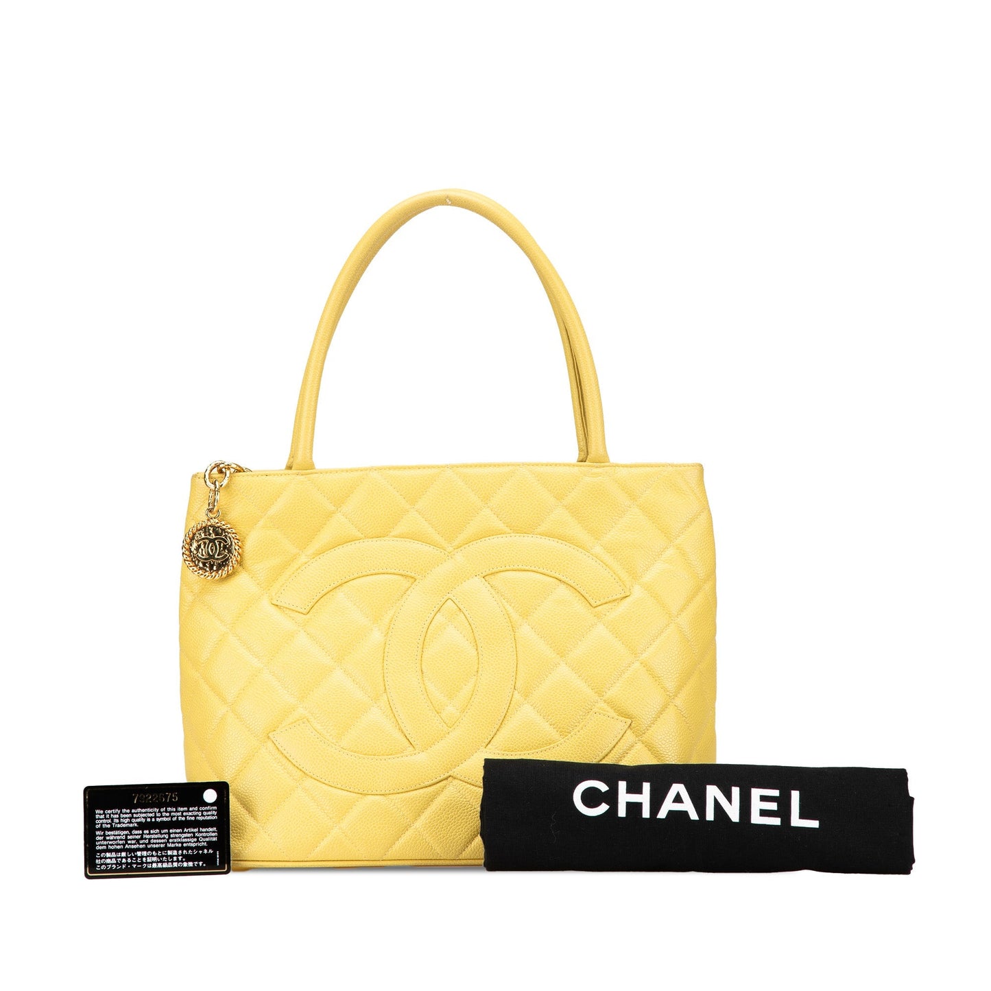 Yellow Chanel Caviar Medallion Tote