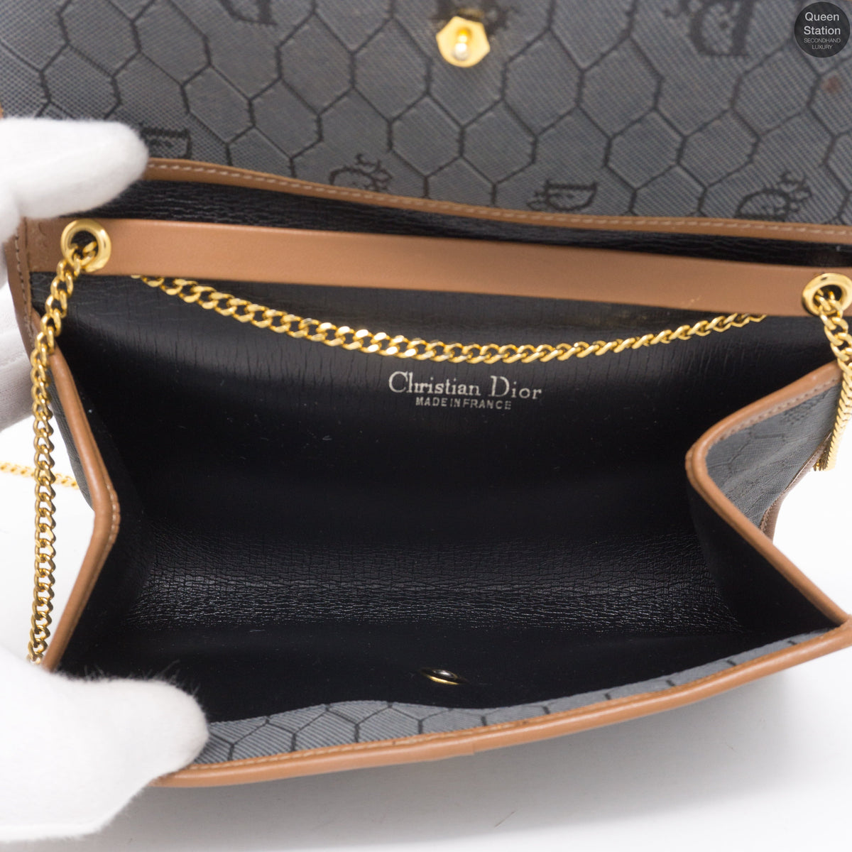 Gray Canvas Chain Clutch