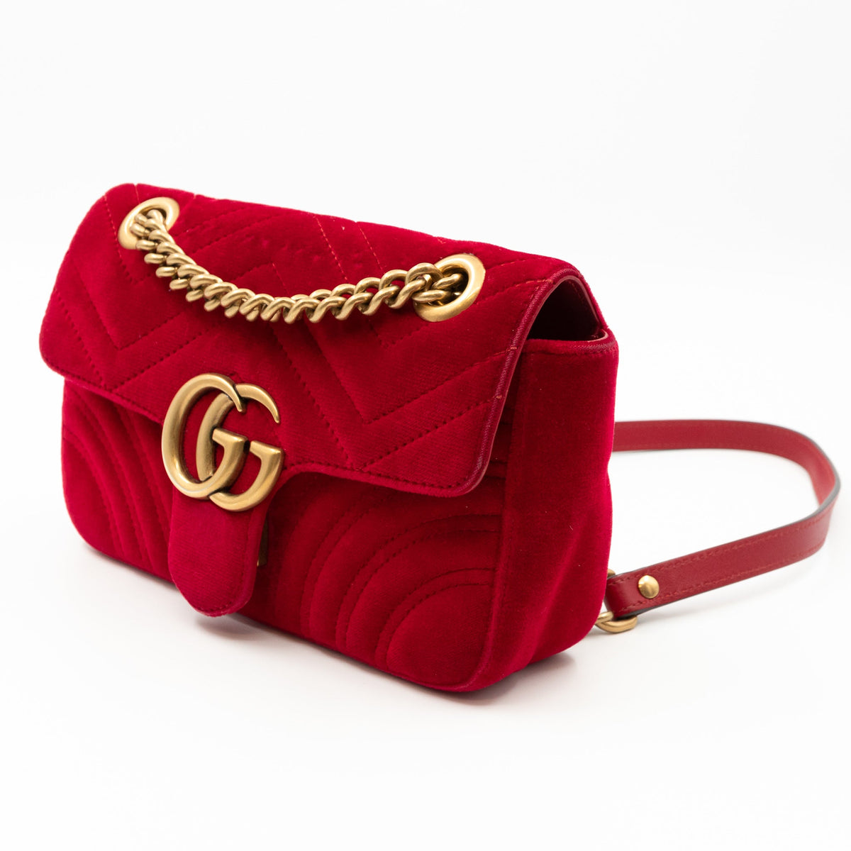 GG Marmont Flap Matelasse Mini Bag Red Velvet