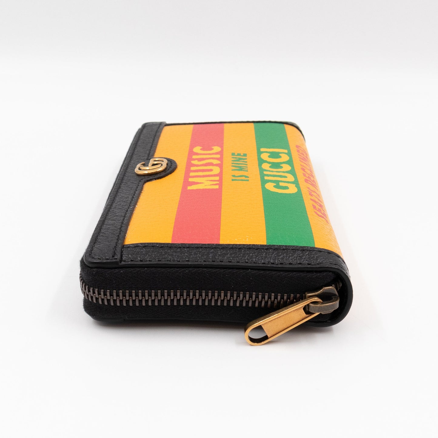 Gucci Gucci 100 Music Is Mine Zip Around Wallet Black & Yellow Leather