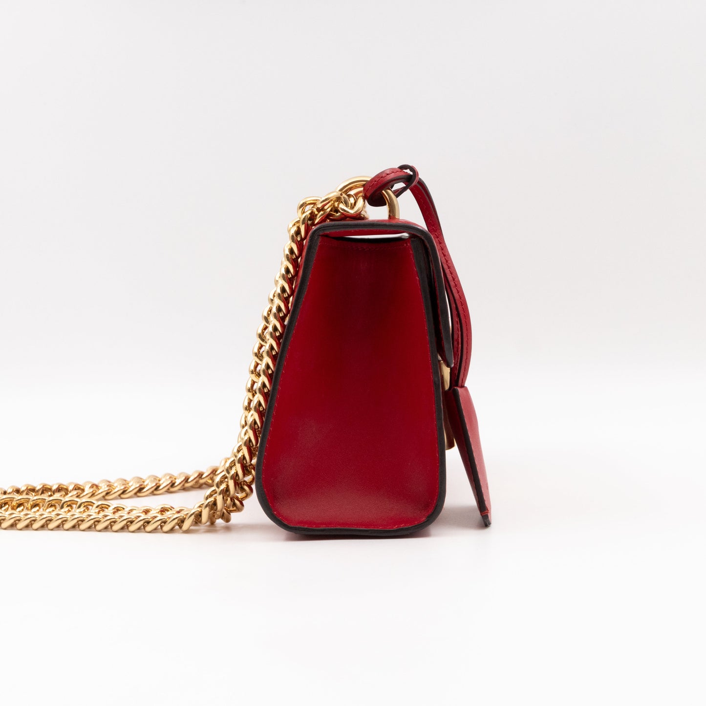 Padlock Flap Bag Small Hibiscus Red GG Guccissima