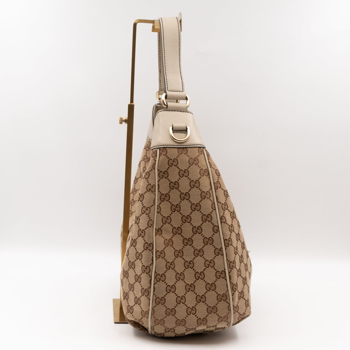 Emily Hobo Bag GG Canvas & White Leather