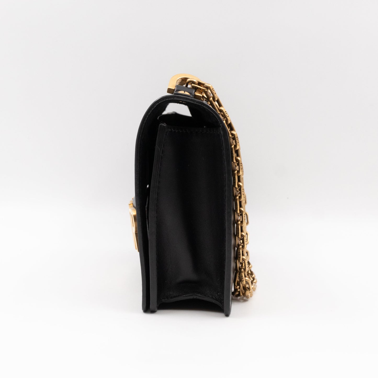 J'Adior Flap Bag Medium Black Leather