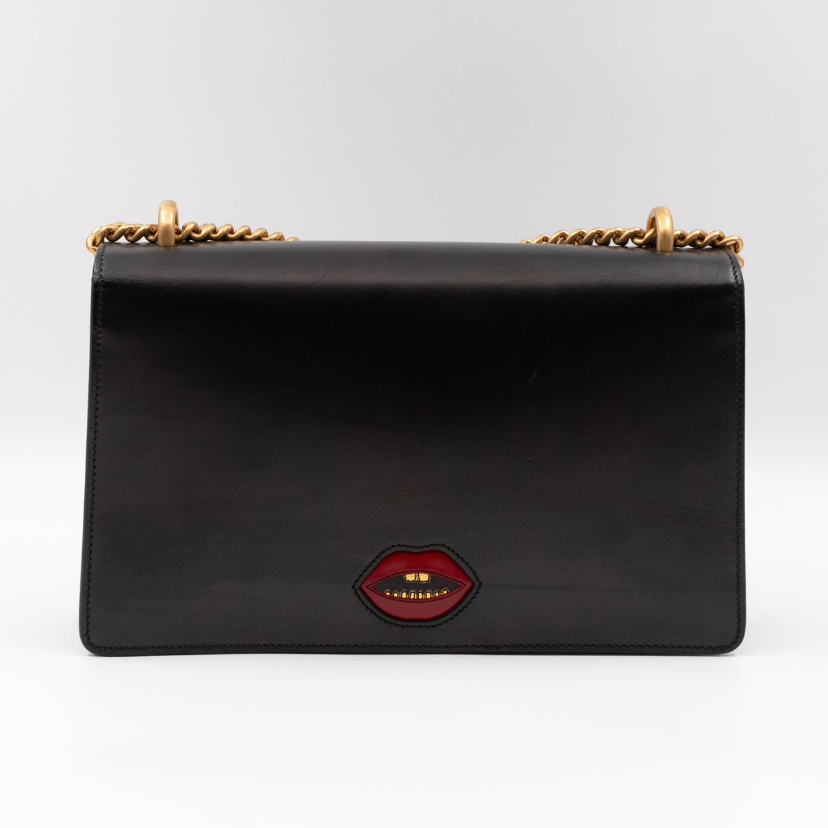 GG Marmont Medium Malaga Heart Chain Bag Black Leather