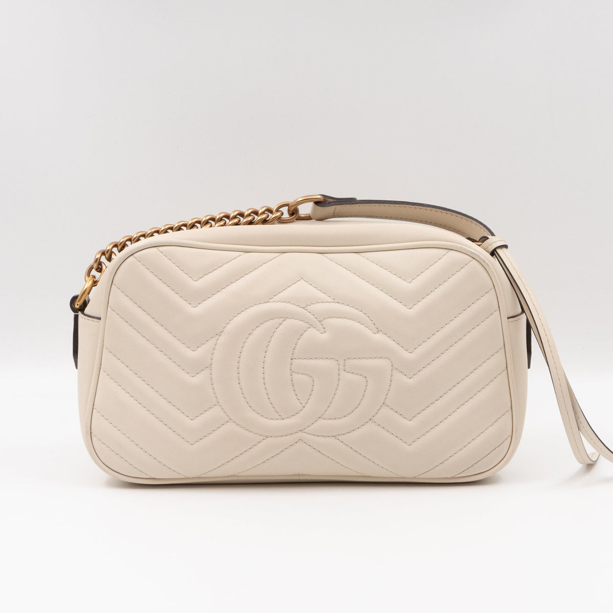 GG Marmont Small Matelasse White Leather