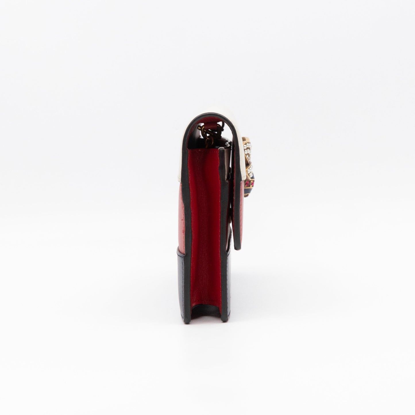 Gucci Queen Margaret Bee Wallet on Chain Blue & Red & White Leather