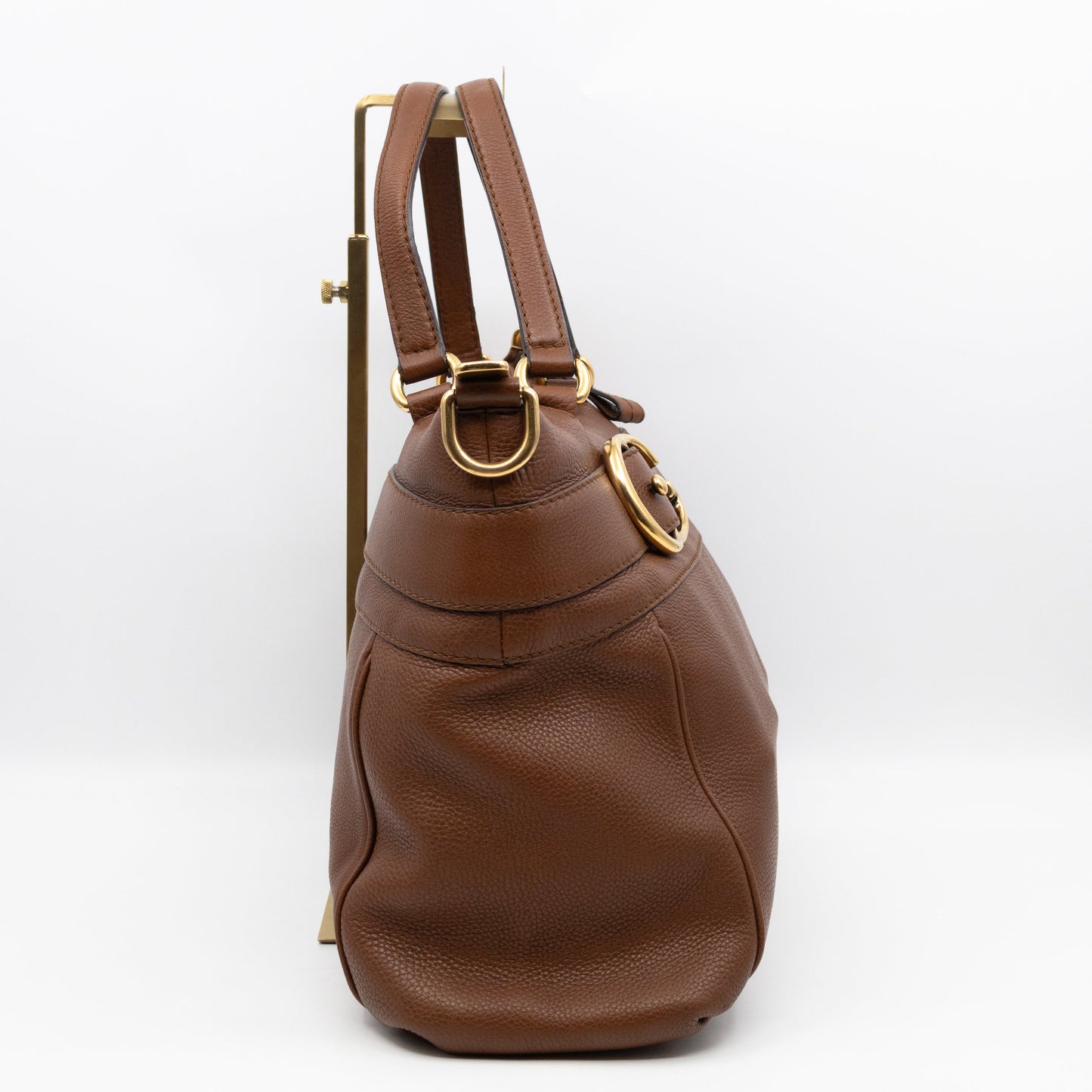 Gucci Ride Top Handle Tote Bag Brown Leather
