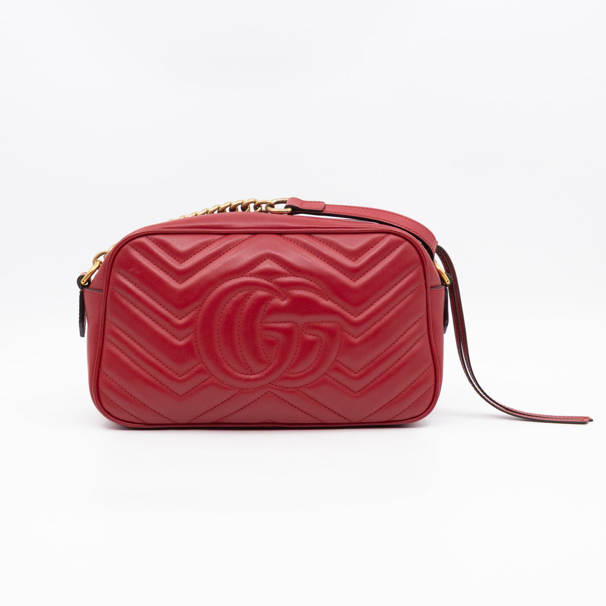 GG Marmont Small Matelasse Red Leather