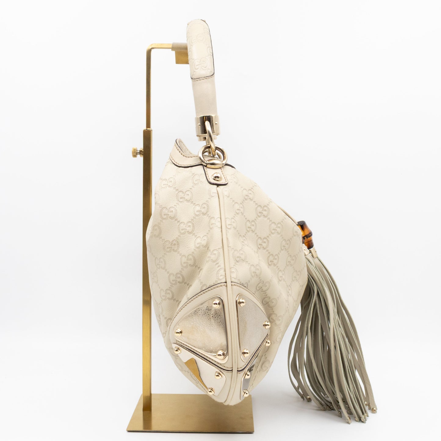 Indy Top Handle Guccissima Ivory Leather