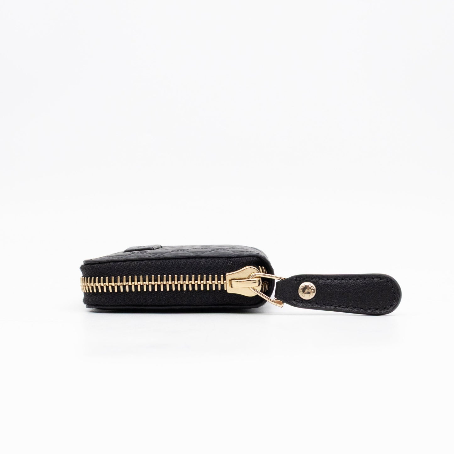 Zip Around Coin Purse Black Guccissima Leather