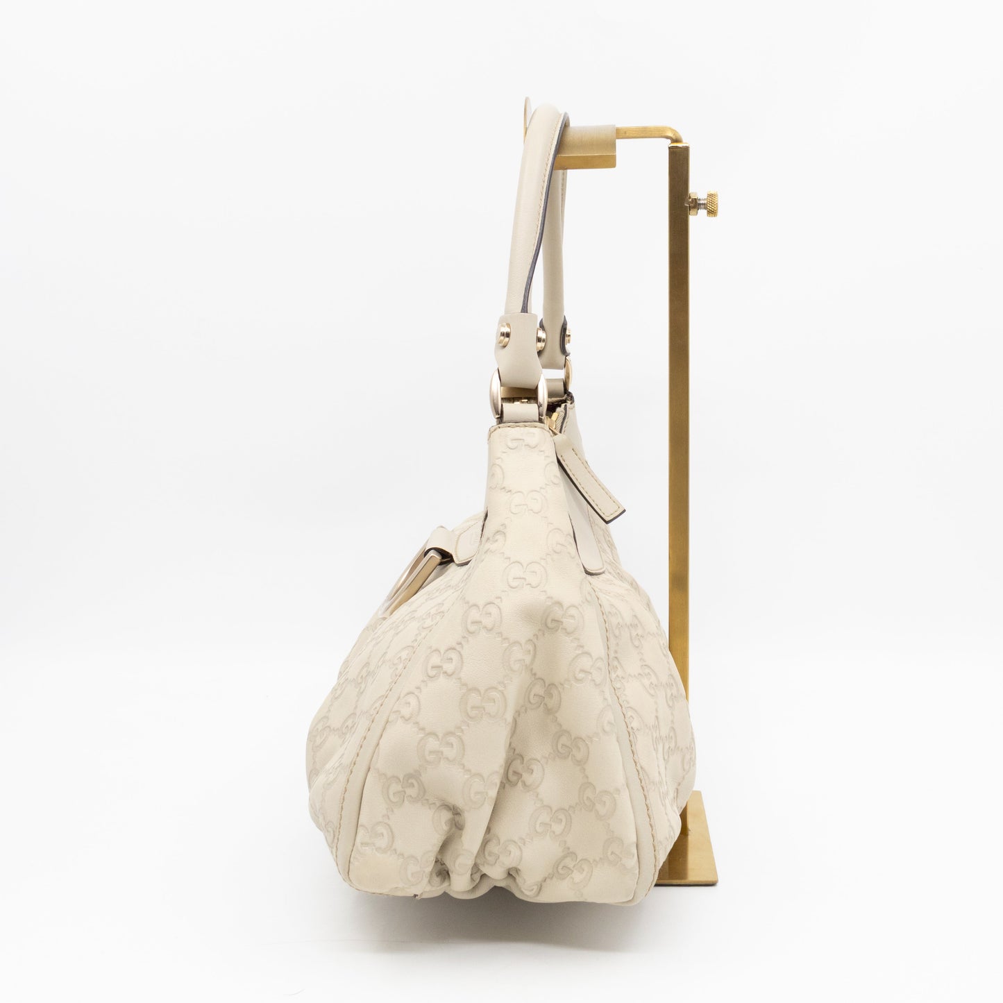 Abbey D-Ring Shoulder Bag Beige Guccissima Leather