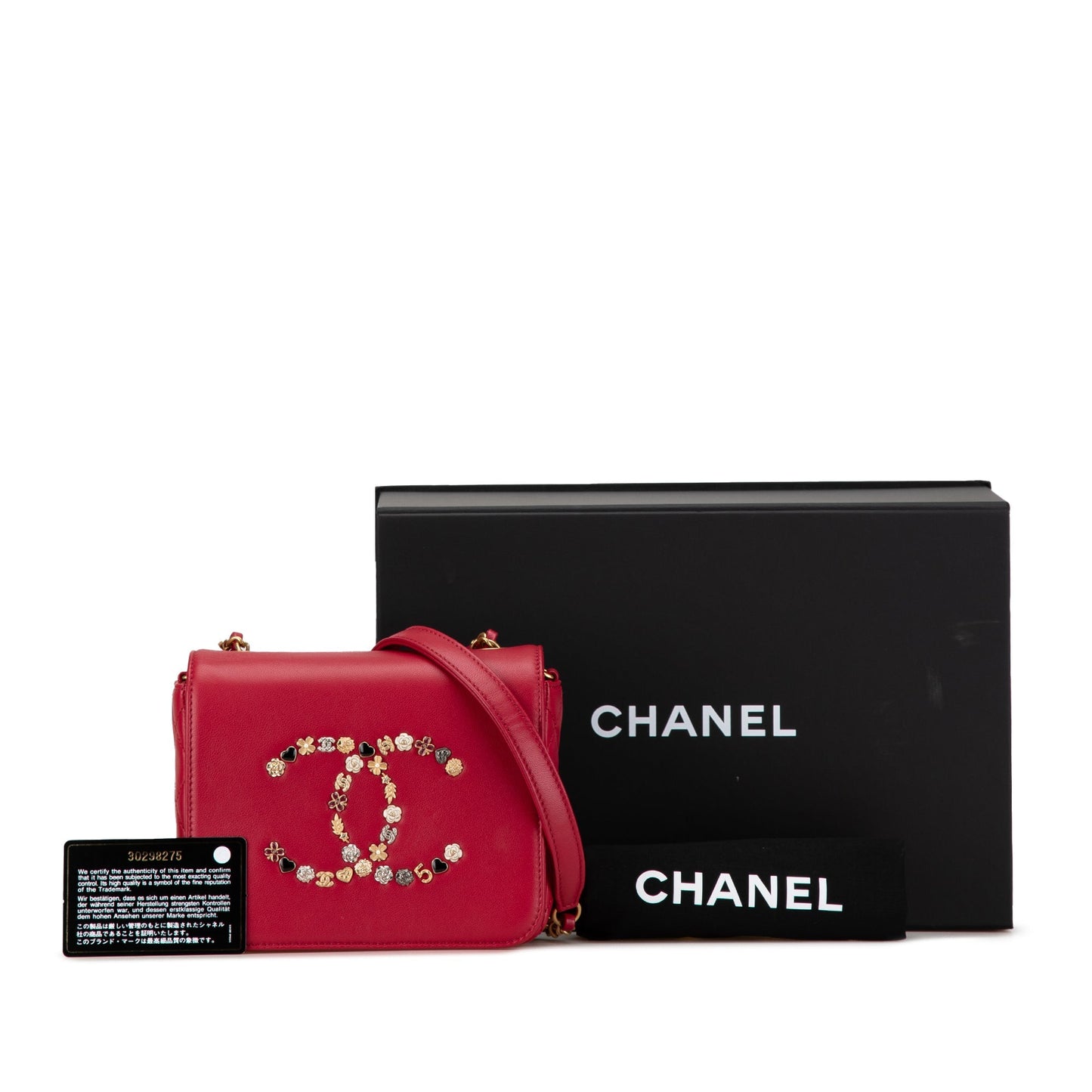 Red Chanel Lambskin Lucky Charms Flap Crossbody