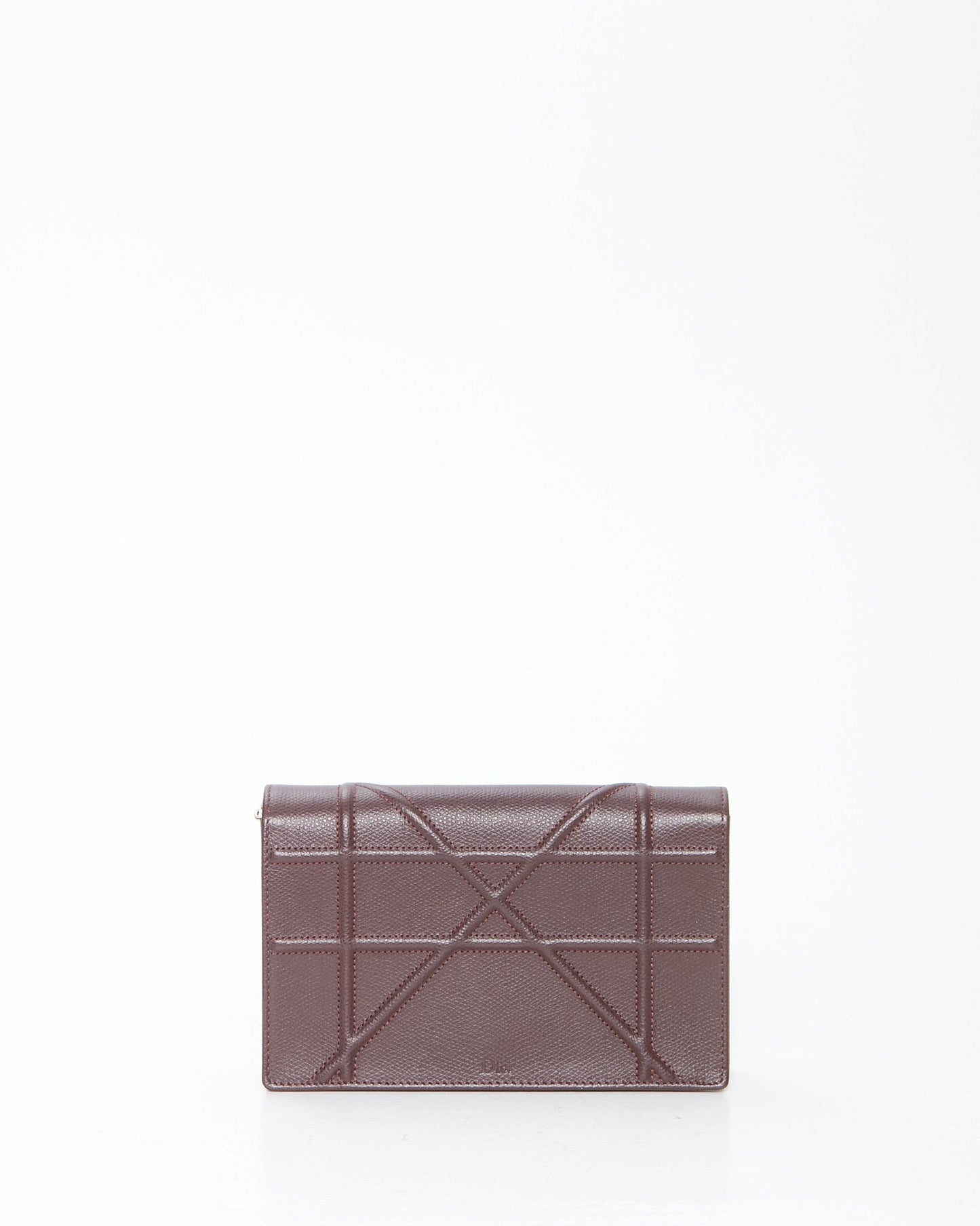 Dior Burgundy Leather Diorama Wallet On Chain Bag