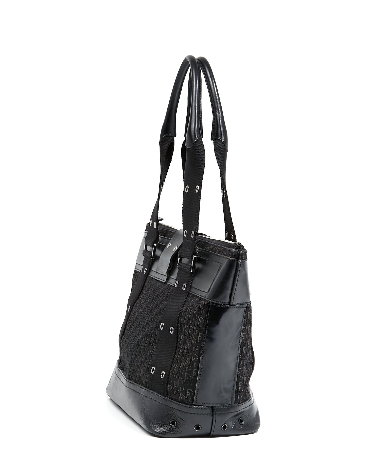 Dior Vintage Black Trotter Street Chic Top Handle Tote Bag